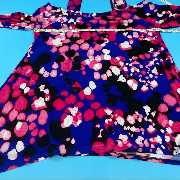 Clara Sun Woo Off Shoulder Blouse Blue and Pink Size Large Made in USA - Picture 6 of 7